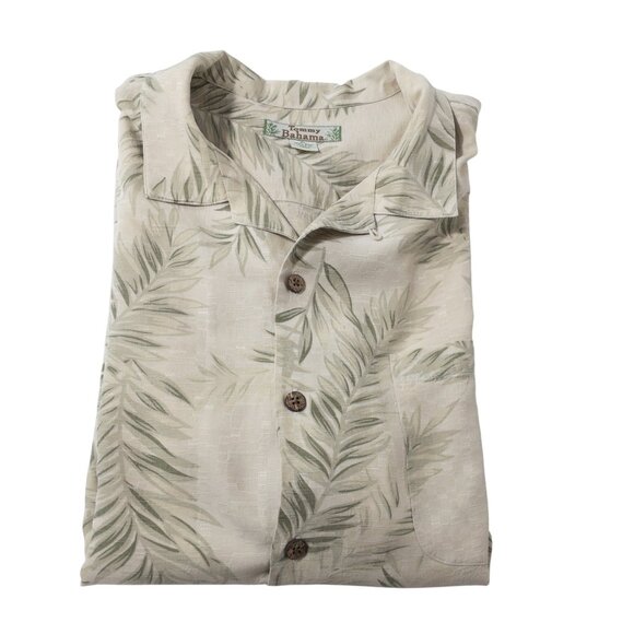 Tommy Bahama Beige Green Silk Tropical Print SZ XL Short Sleeve Button Down - Picture 11 of 12